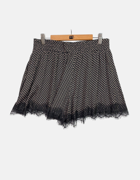 Polka Dot High-Waisted Shorts with Lace Trim